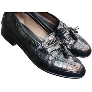 Vintage Maylin PENINSULA HOTEL Hong Kong Black Leather Croc Tassel Loafer Men 8